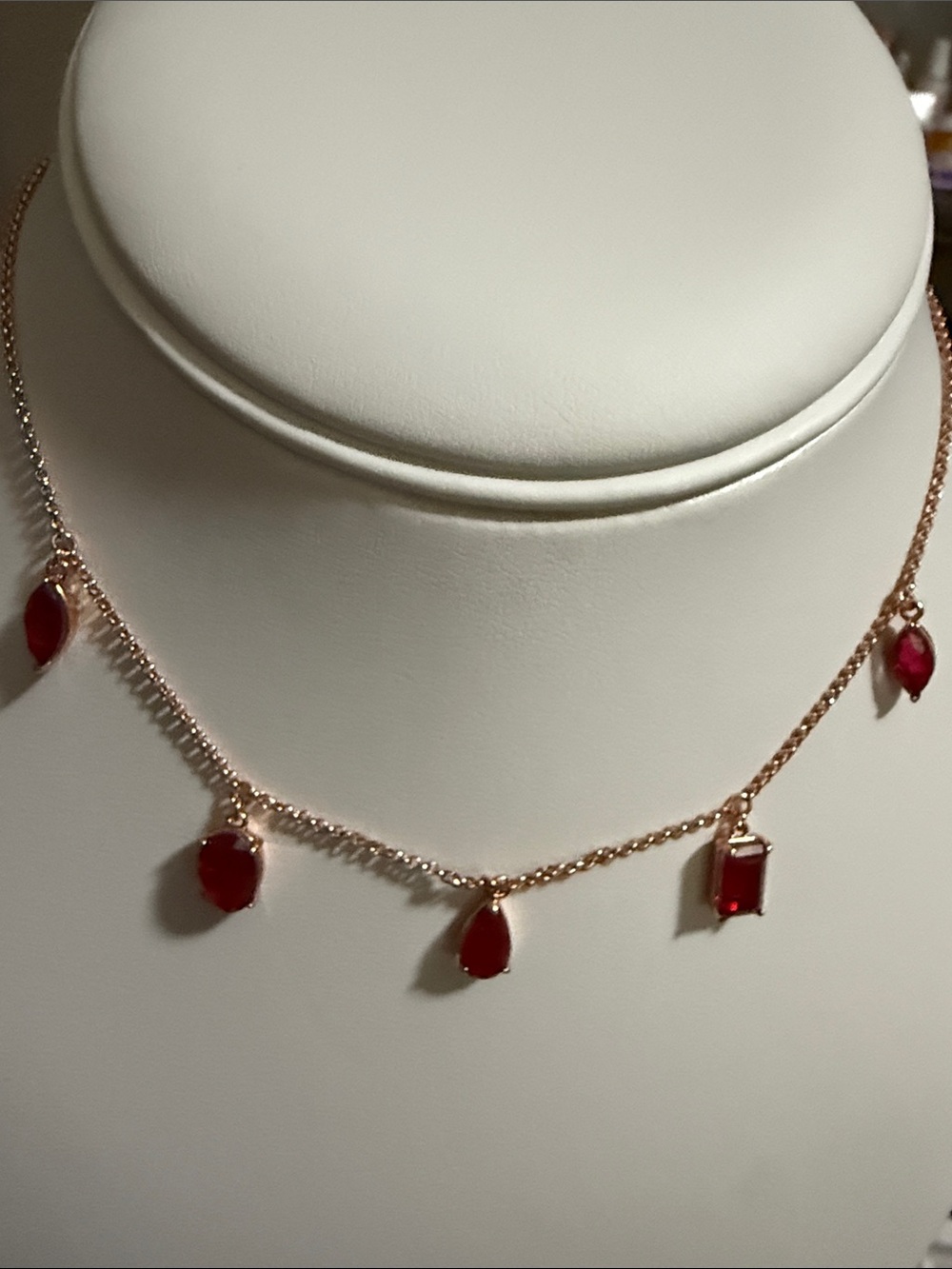 BP Rose Gold Plated Necklace with Ruby Charms “The Lorina Necklace”
